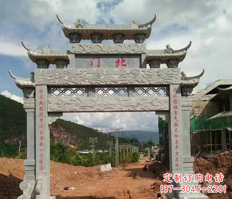 荆州石牌坊单门牌坊石雕