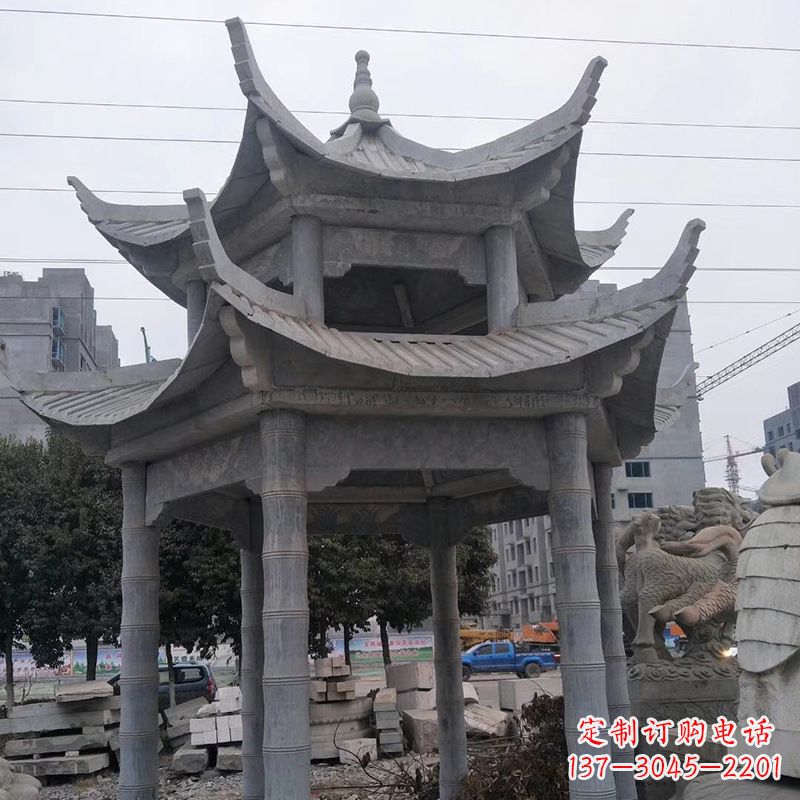 荆州双层八角石雕凉亭