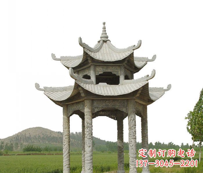 荆州双层仿古石雕凉亭