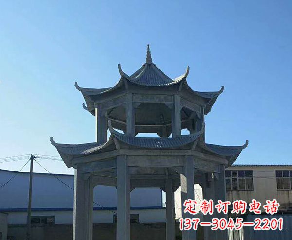 荆州双层仿古石凉亭石雕_1