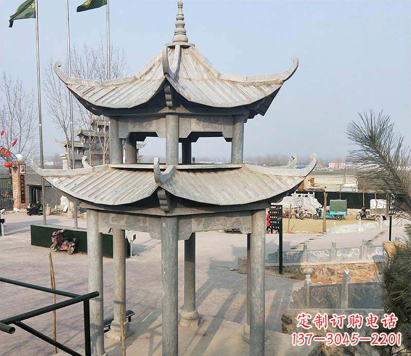 荆州双层户外凉亭石雕