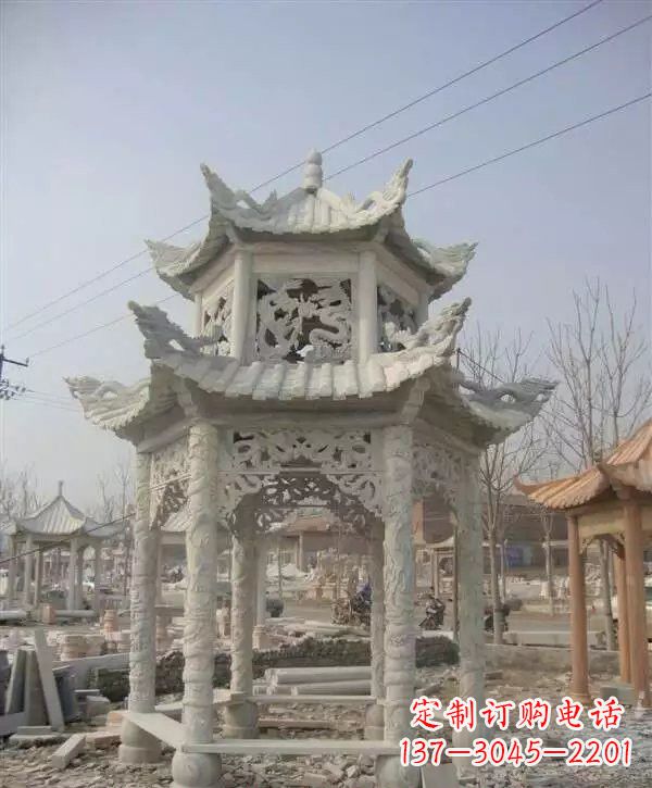 荆州双层凉亭石雕