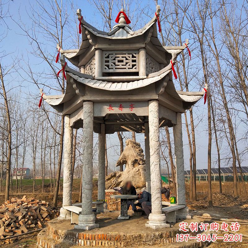 荆州双层六角石凉亭