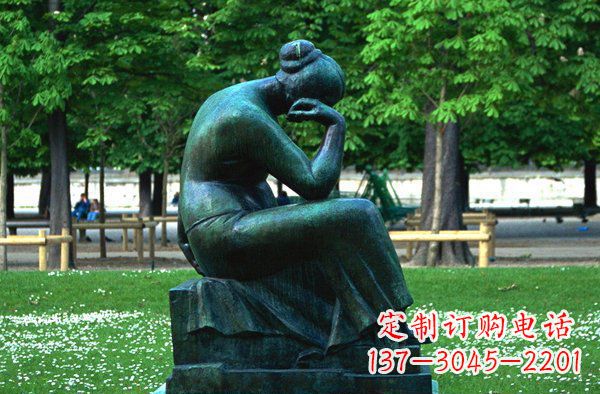荆州思考的女人青铜人物铜雕