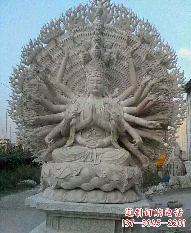 荆州寺庙坐式千手观音石雕