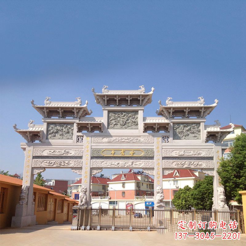 荆州寺院大门石雕牌楼
