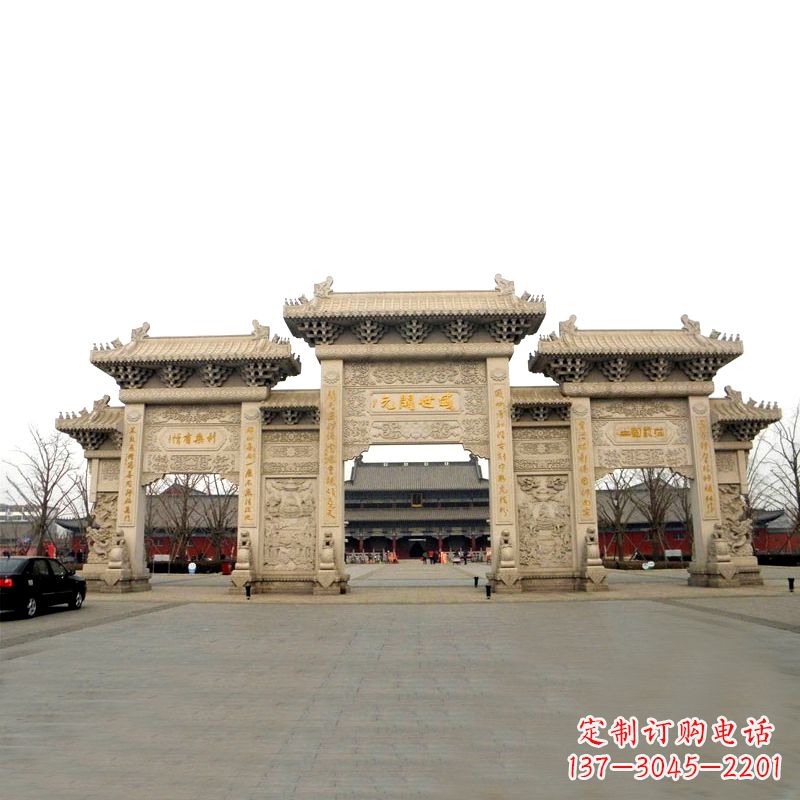 荆州寺院景区石雕牌坊