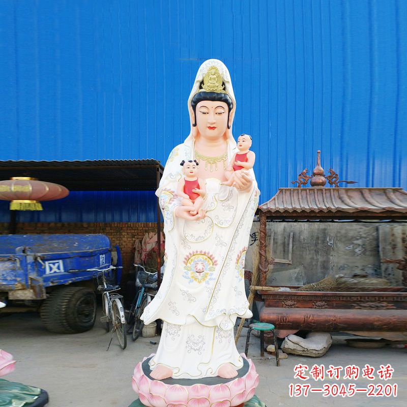 荆州送子观音彩绘玻璃钢雕塑