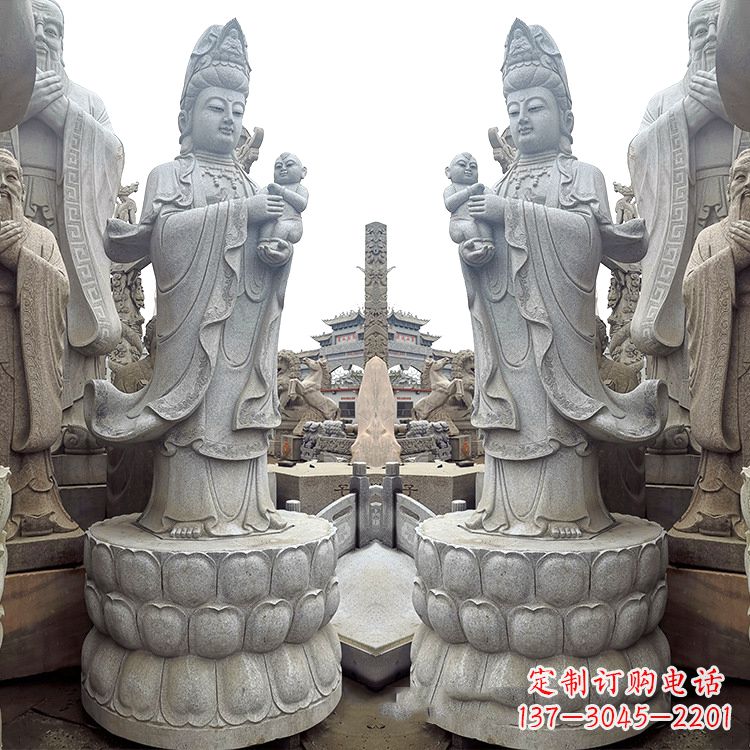 荆州送子观音青石雕塑
