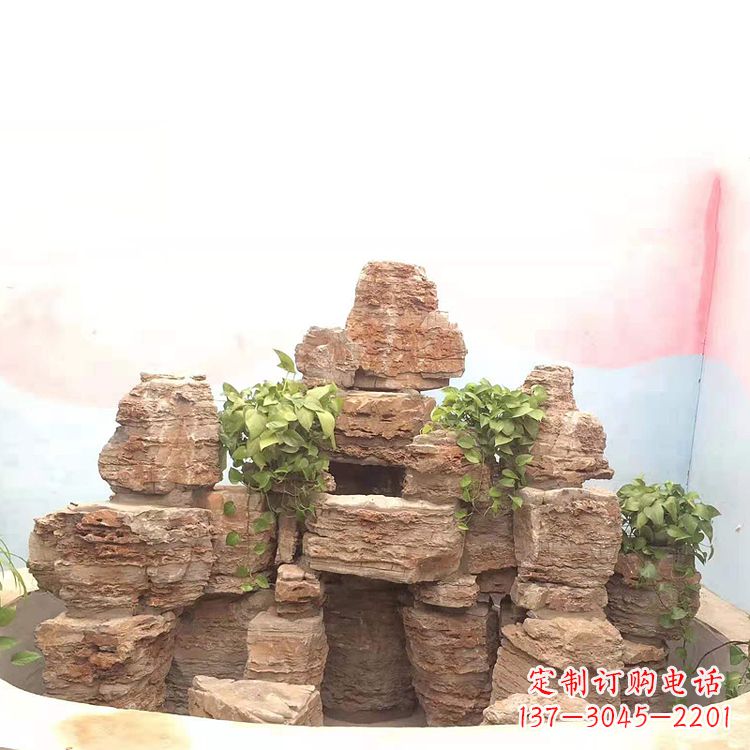 荆州庭院园林假山鱼池