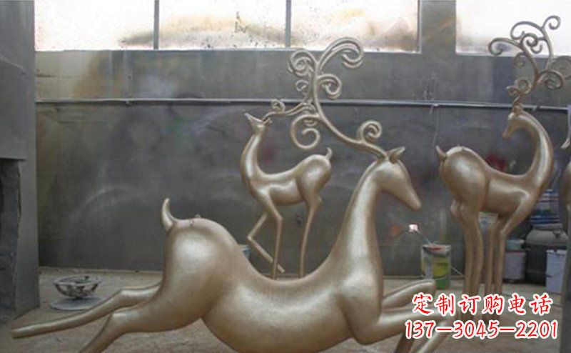 荆州铜雕抽象树枝梅花鹿雕塑
