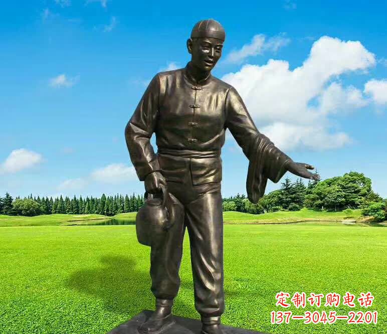 荆州铜雕店小二人物雕塑1