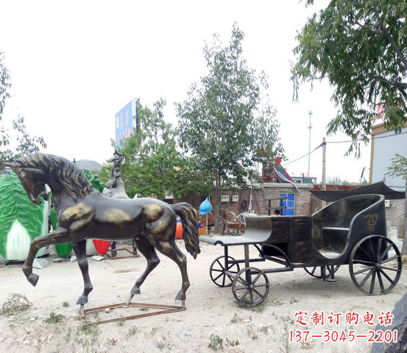荆州铜雕古代战马景观摆件