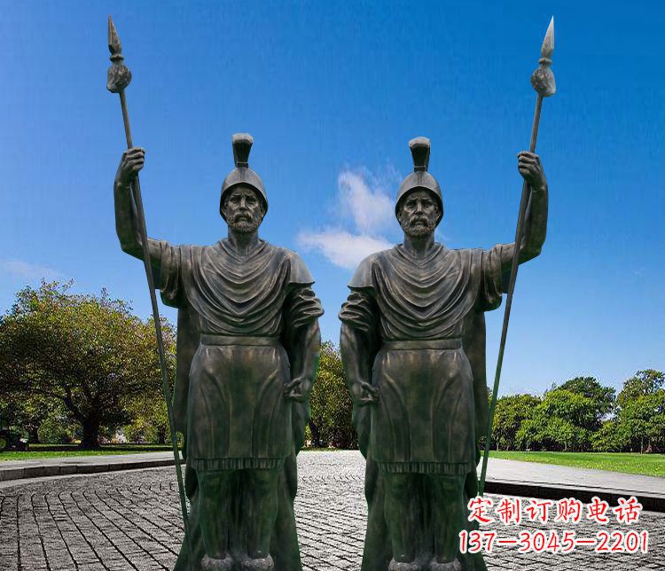 荆州铜雕古罗马战士人物