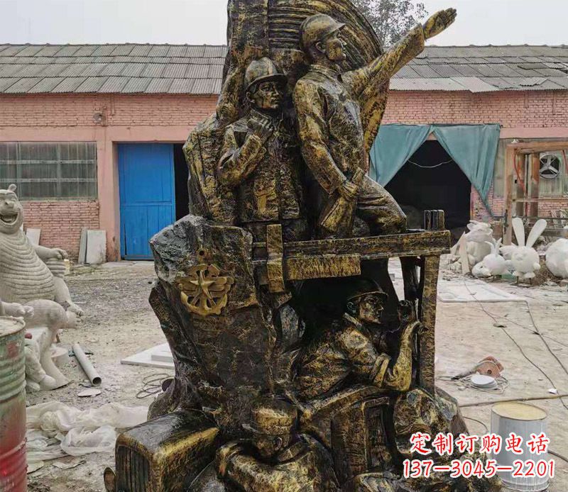 荆州铜雕广场解放战士雕塑
