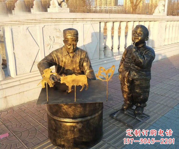 荆州铜雕画糖人的人物