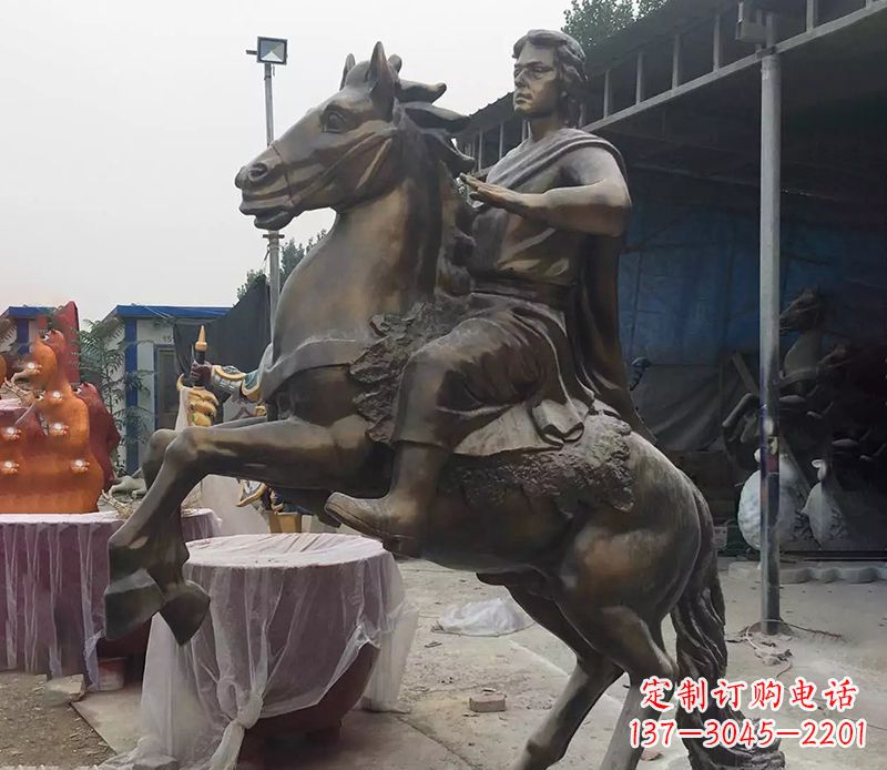 荆州铜雕现代骑马人物公园景观