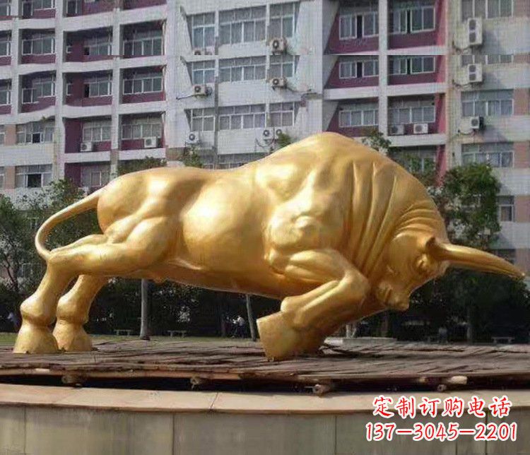 荆州铜雕小区动物牛摆件 (3)