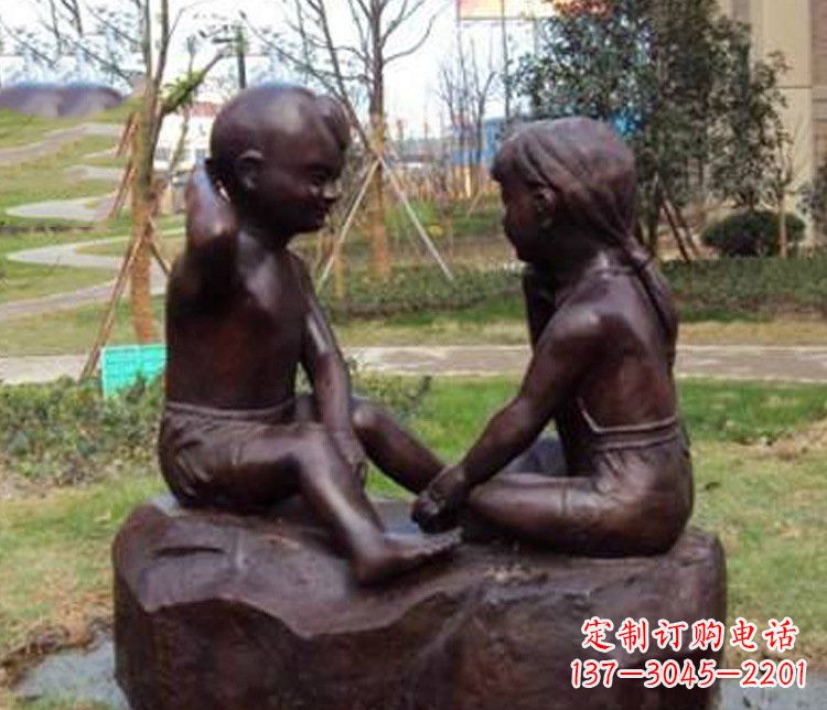 荆州铜雕小区玩游戏儿童雕塑