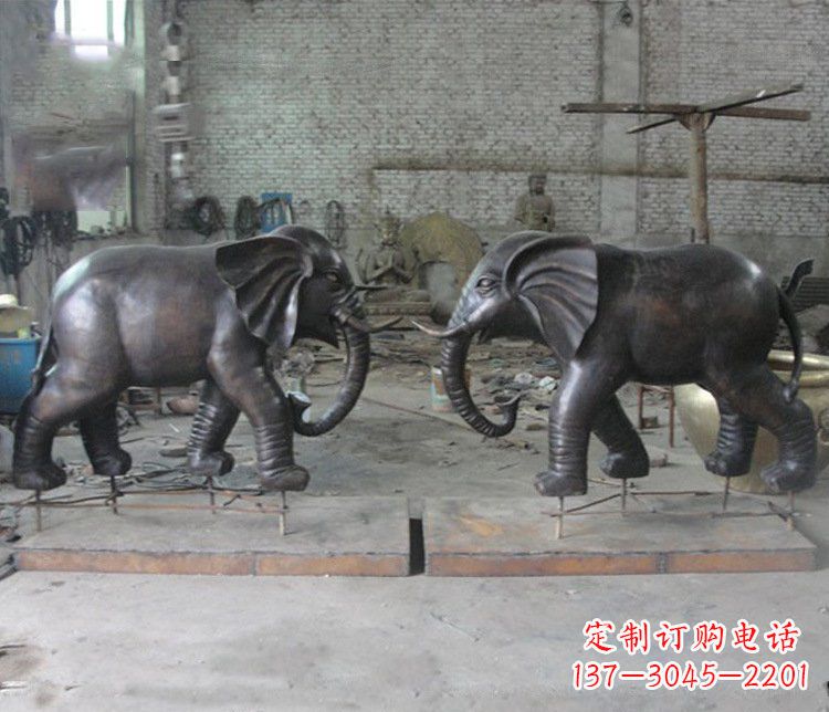 荆州铜雕园林动物大象雕塑 (2)