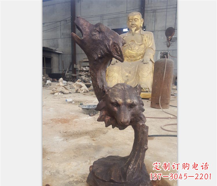 荆州铜雕园林金钱豹动物雕塑