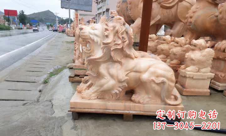 荆州晚霞红狮子雕塑