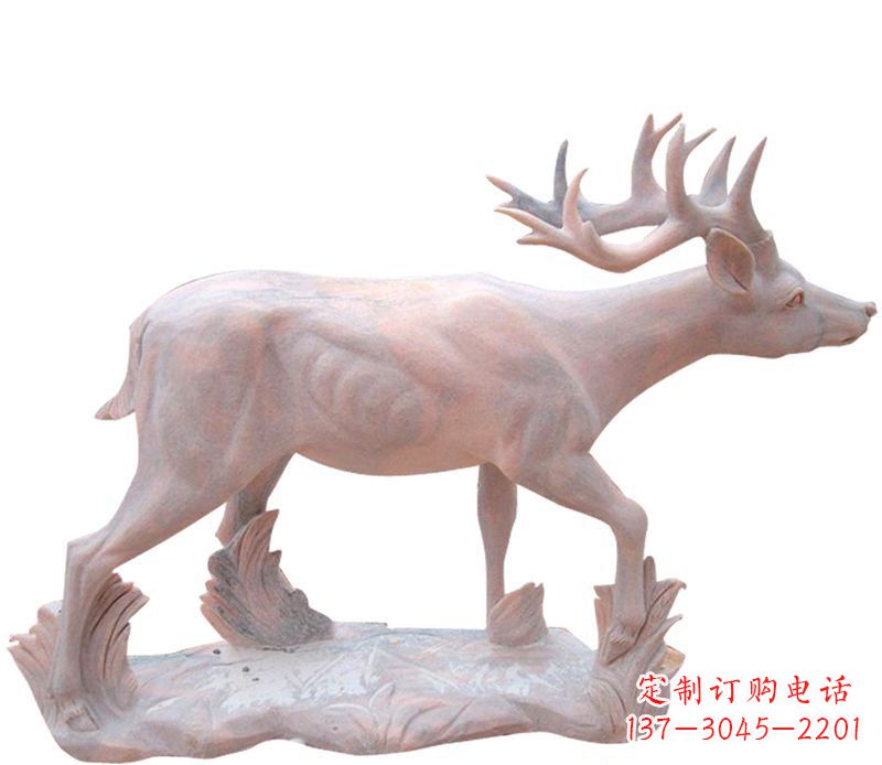 荆州晚霞红小鹿石雕