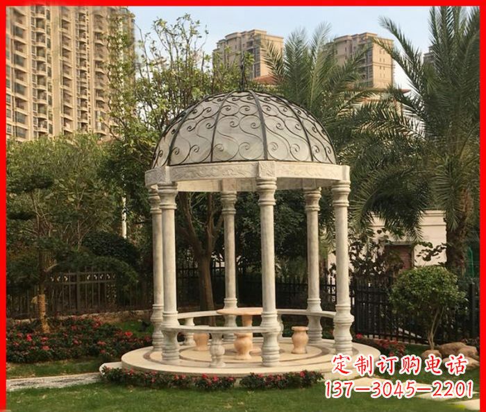 荆州小区欧式圆顶凉亭石雕 (2)