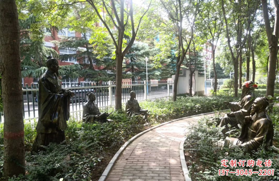 荆州校园古代名人孔子讲学铜雕
