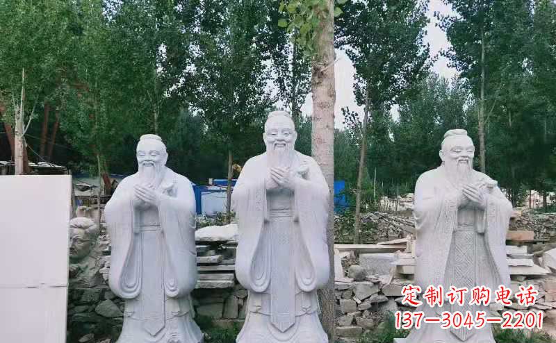 荆州校园古代名人伟人孔子石雕