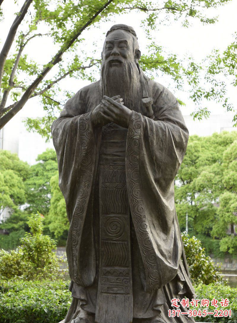 荆州校园孔子行教像铜雕 (2)