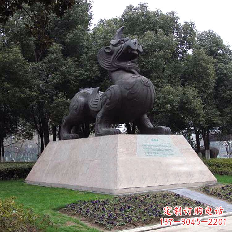 荆州獬豸神兽雕塑-公园上古神兽景观雕塑