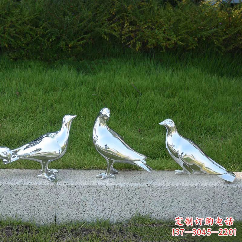荆州银白色不锈钢电镀鸽子雕塑摆件