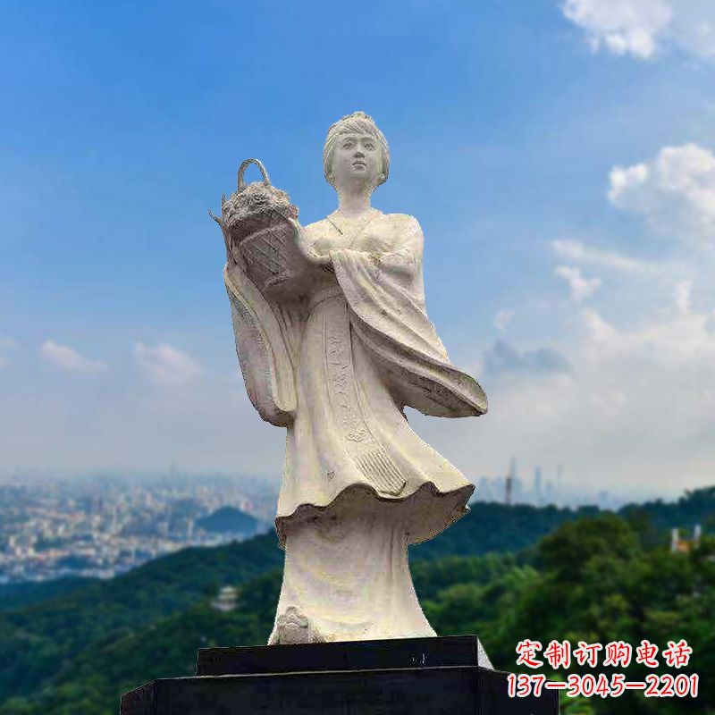荆州虞姬景观石雕像-景区园林古代美女雕塑