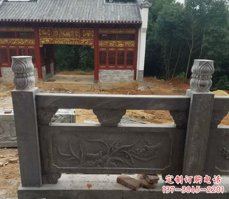 荆州园林仿古兰花石浮雕栏板景观石雕
