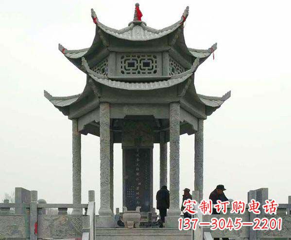 荆州园林仿古双层石凉亭景观石雕