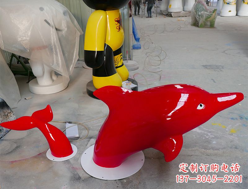 荆州园林广场创意海豚入水出水雕塑摆件