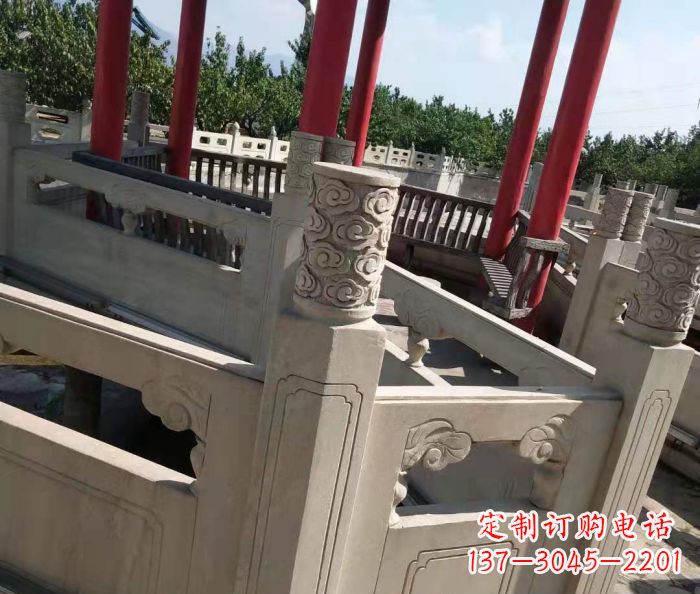 荆州园林景观大理石桥栏板石雕 (3)