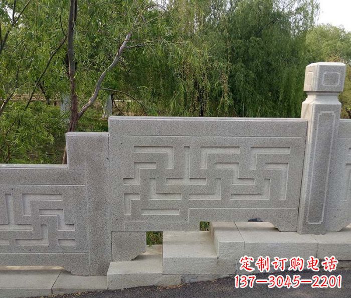 荆州园林景观大理石桥栏板石雕 (7)