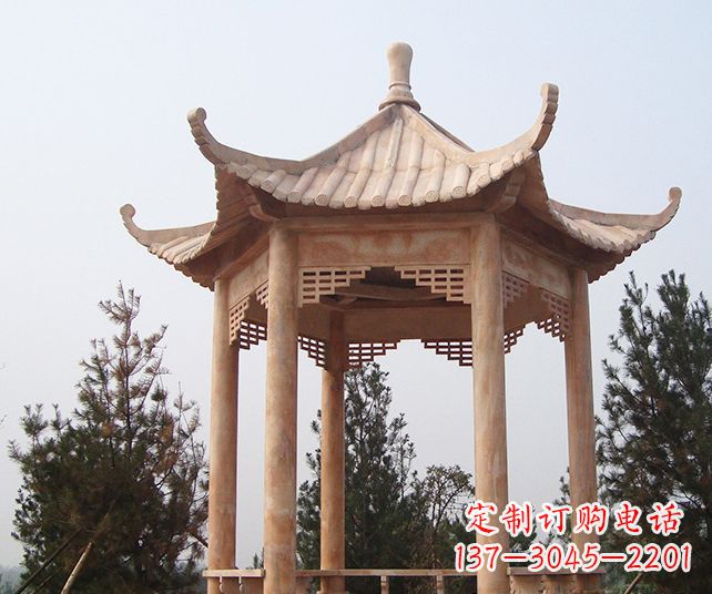 荆州园林景观单层石雕凉亭 (3)