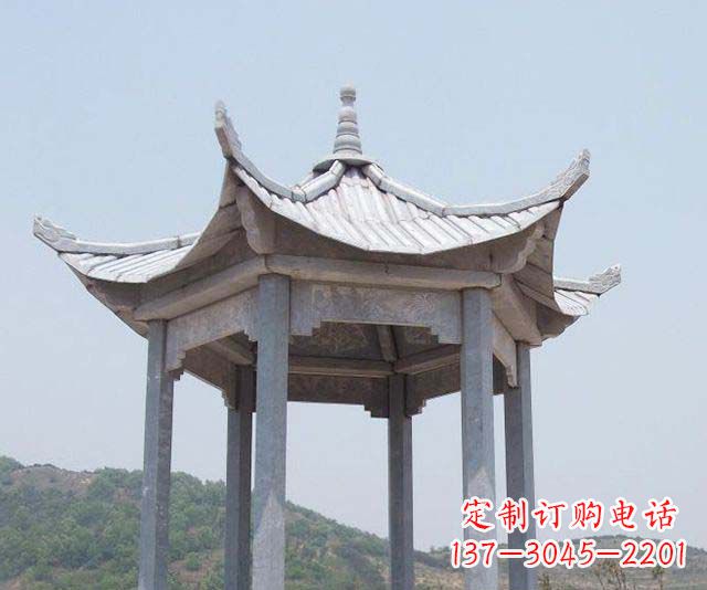 荆州园林景观单层石雕凉亭 (2)