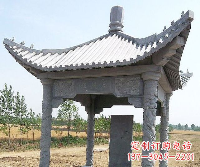 荆州园林景观单层石雕凉亭 (4)