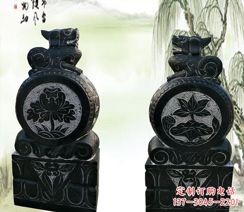 荆州园林貔貅门墩石雕