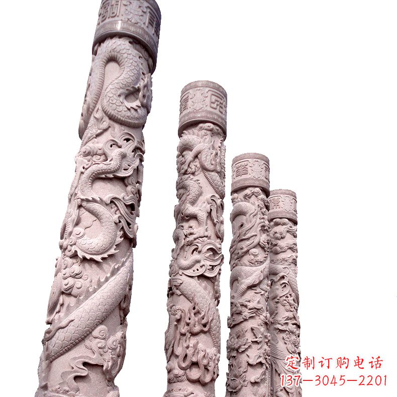 荆州中国传统龙柱石雕