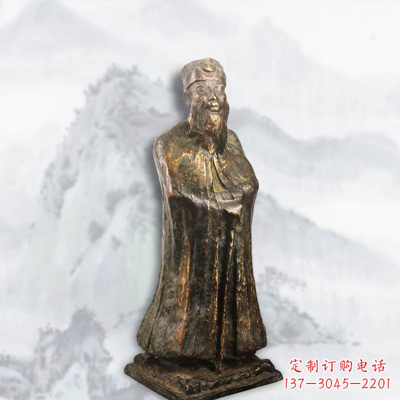 荆州中国近代著名画家张大千铸铜雕塑
