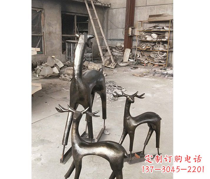 荆州铸铜梅花鹿动物铜雕摆件