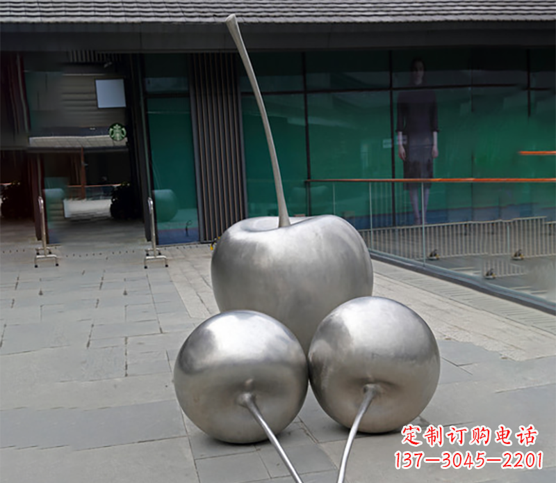 荆州实心不锈钢苹果雕塑